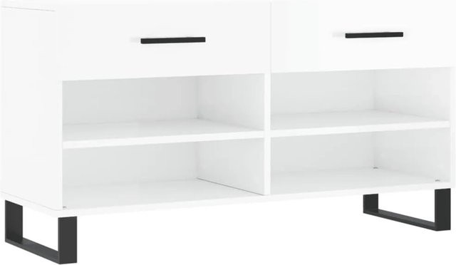 vidaXL Schuhbank in Hochglanz-Weiß mit Schuhregal, B/T/H: 102 x 35 x 55 cm - Bild 1
