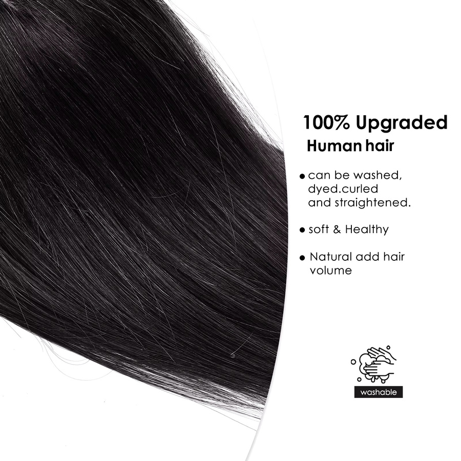 HAIRCUBE Remy-Echthaar-Topper mit Pony, dunkelschwarz, Damen - Bild 4