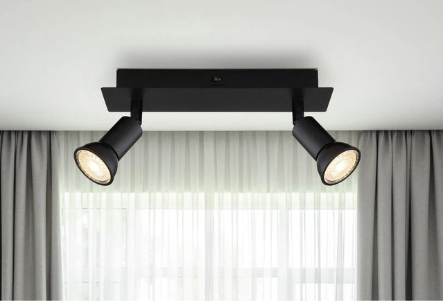 Globo Strahler Drew 2-flammig Schwarz matt B/T/H: 25 x 6 x 9 cm - Bild 1