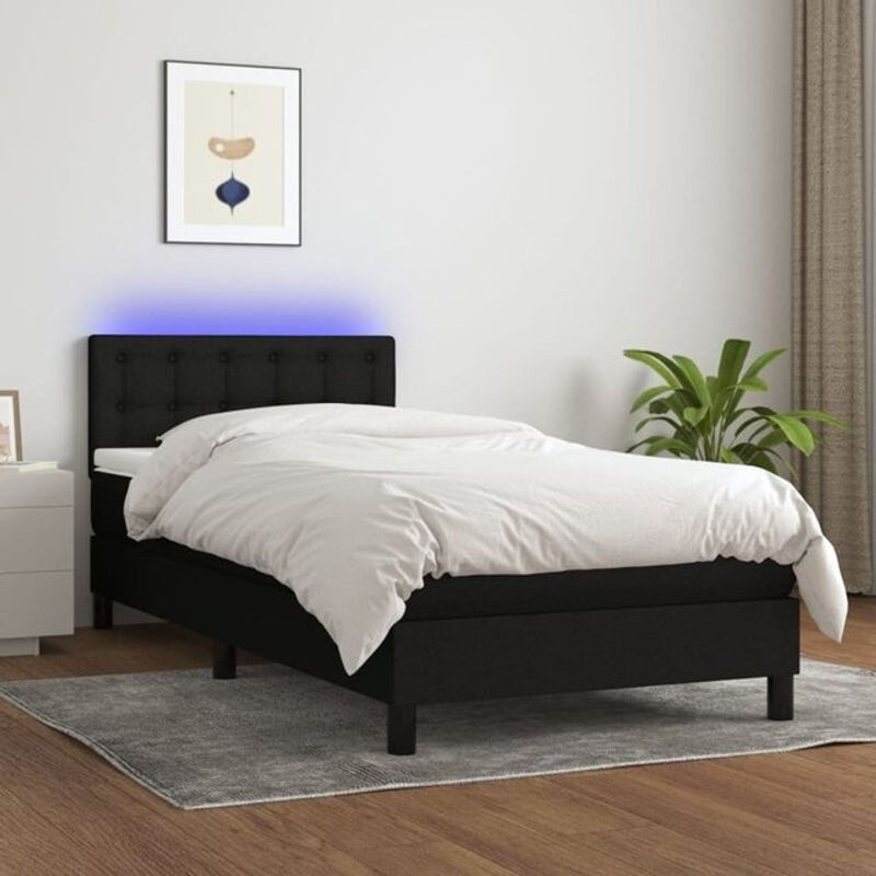 vidaxl Boxspringbett mit Matratze aus Stoff in Schwarz B: 90 cm, L: 190 cm - Bild 1