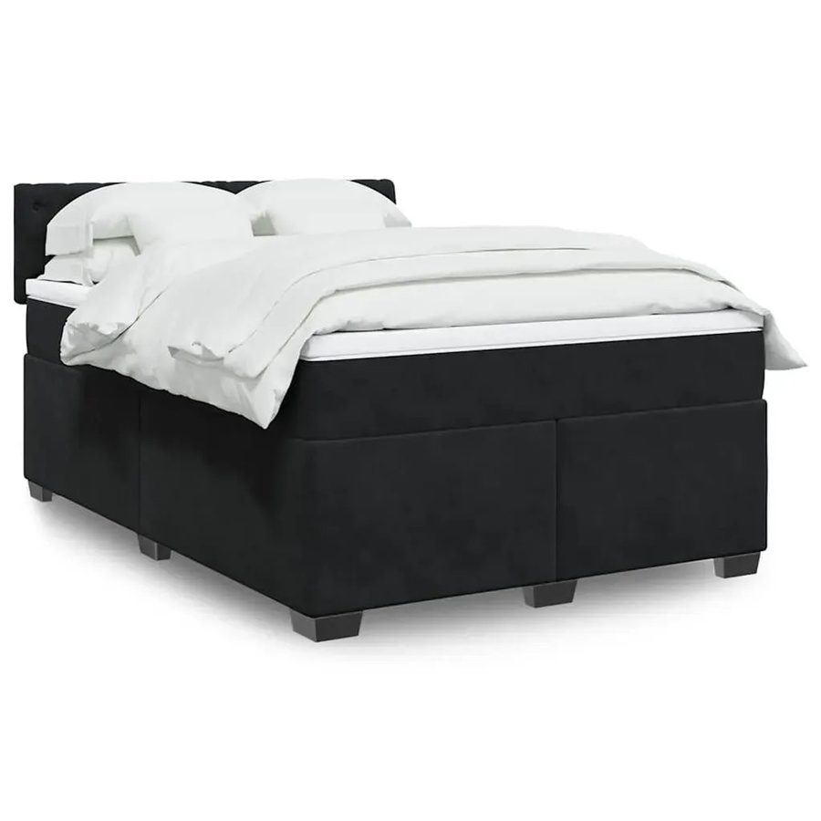 vidaXL Boxspringbett mit Matratze in Schwarz aus Samt mit USB-Ladeport und Unterbettbeleuchtung B/T: 160 x 200 cm - Bild 2