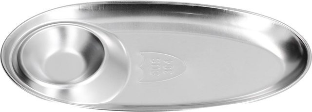 Fishine Snackteller aus 304 Edelstahl, oval und unterteilt, Farbe Silber/Weiß - Bild 1