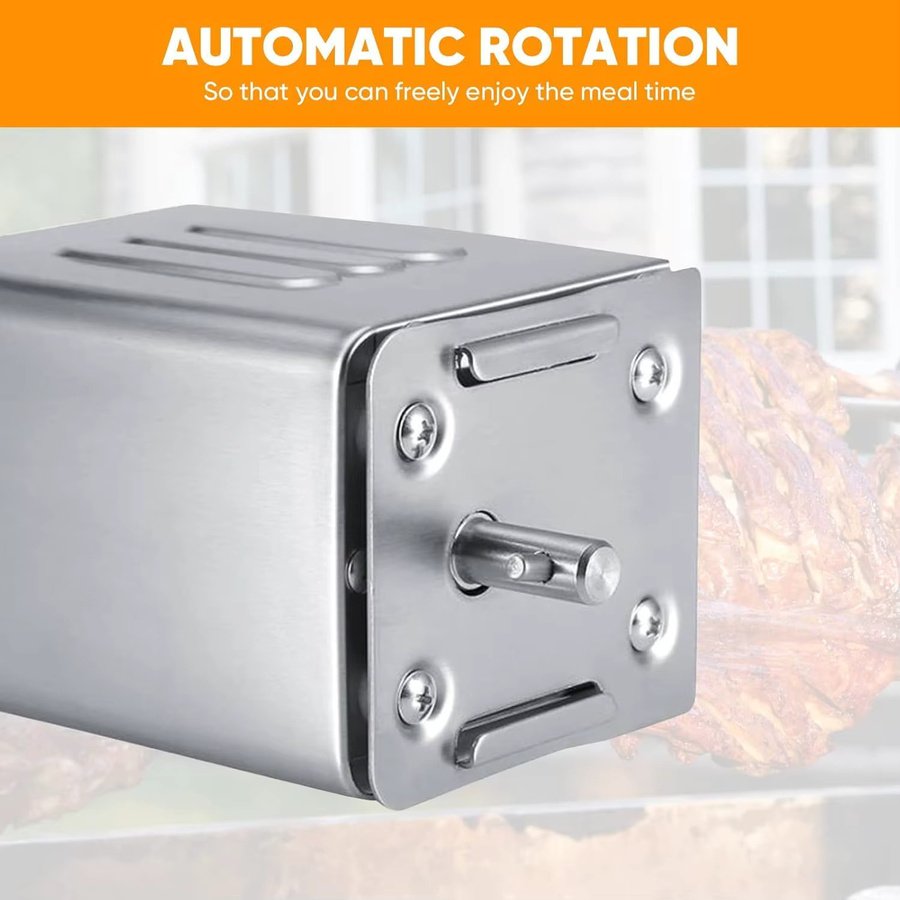 Elektromotorischer Grillspieß SP-S40 aus Edelstahl für BBQ und Outdoor-Grillen, Silber - Bild 2