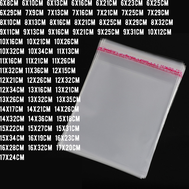 100 Stück selbstklebende Cellophantüten aus transparentem Kunststoff in verschiedenen Größen zur Verpackung von Süßigkeiten - Bild 1