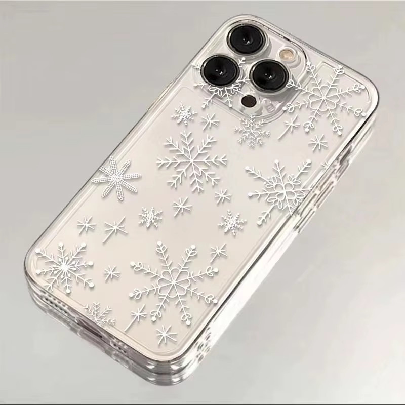 Transparente TPU-Handyhülle mit weißem Schneeflockenmuster für Apple iPhone 17 16 15 14 13 12 11 Pro Max Air Plus Serie - Bild 2