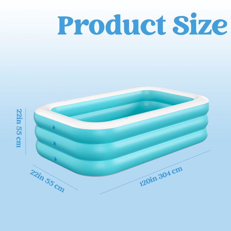 JOYFY Aufblasbarer Pool für Erwachsene mit Sitzen, robust und dick, oberirdisch für Garten und Hinterhof, B/T/H: 330 x 183 x 56 cm - Bild 5