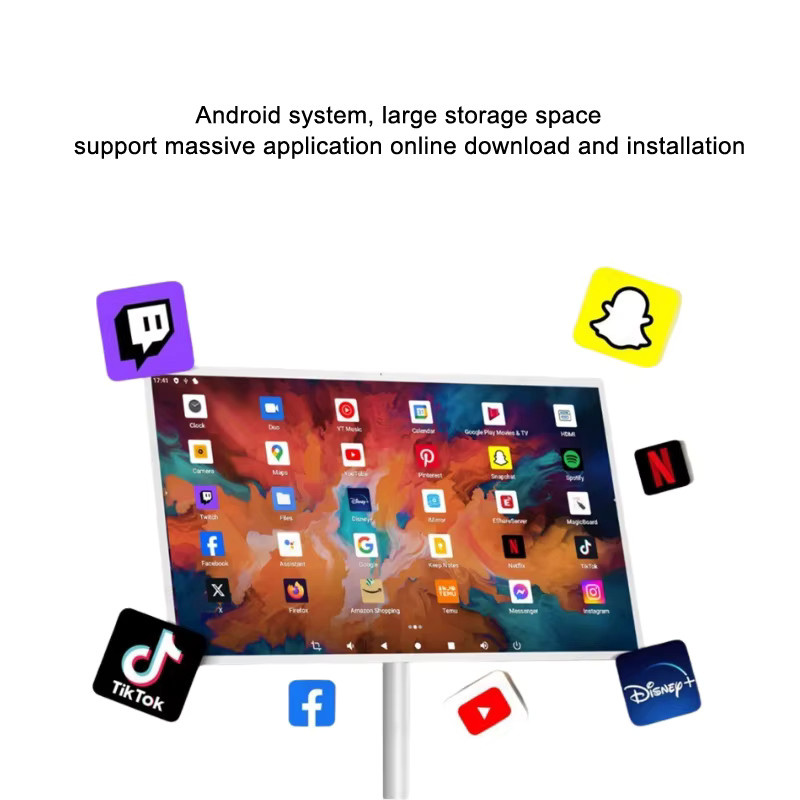 Android Kiosk mit kapazitivem Touchscreen und USB-A Anschluss, schwenkbarer Bodenständer für 32-49 Zoll Displays, Farbe: Weiß - Bild 4