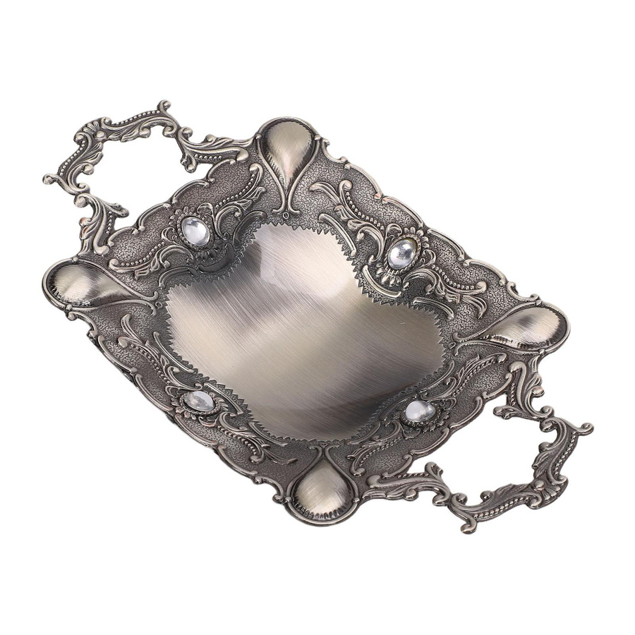 TOMTOP JMS Vintage Schmuckschale aus Zinklegierung in Silber als antikes Tablett und Schmuckhalter für deine Dekoration - Bild 2