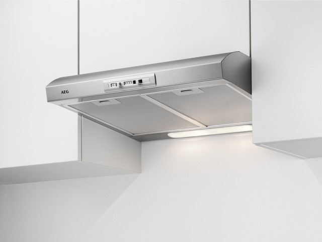 AEG Unterbau-Dunstabzugshaube DUB1611M in Edelstahl Silber mit LED-Display und Innenbeleuchtung, Breite: 60 cm - Bild 1