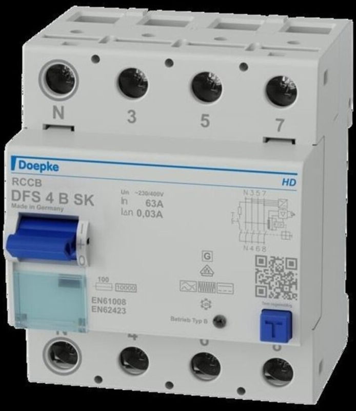 Doepke FI-Schutzschalter DFS 4 063-4/0,03-B SK HD, 4-polig, 63A, allstromsensitiv, weiß - Bild 2