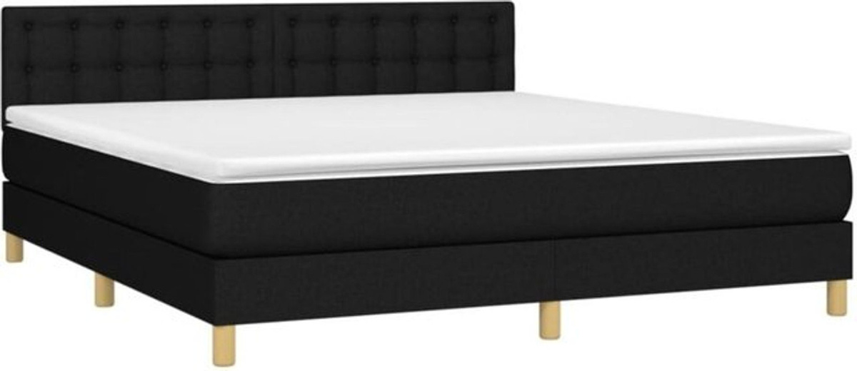 vidaxl Boxspringbett mit Matratze in Schwarz aus Stoff und Holzwerkstoff B/T/H: 180 x 200 x 78 cm - Bild 1