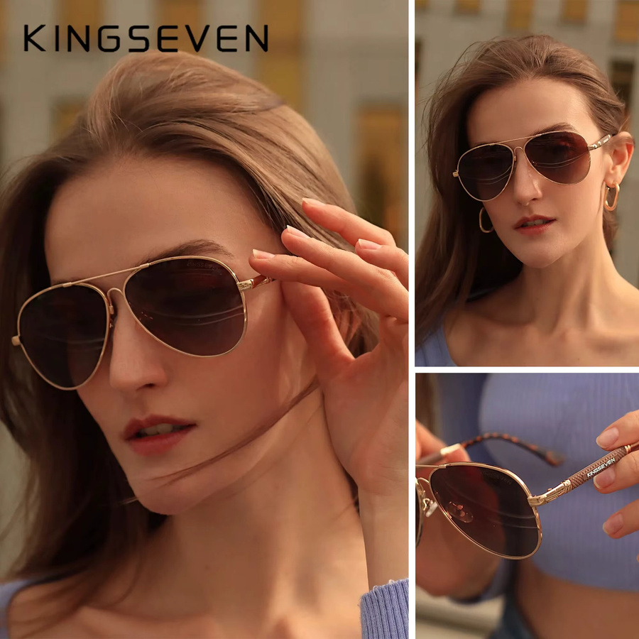 KINGSEVEN Sonnenbrille Aviator, Titan, Vollrand, Unisex, polarisiert, verspiegelt - Bild 4