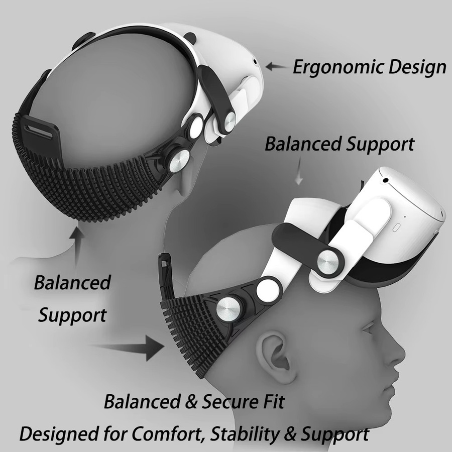 CIVITON XR Elite-Kopfband für Meta Quest 2 in Schwarz – Leichtes VR-Kopfband mit weicher Unterstützung und druckfreiem Design für lange Sitzungen - Bild 4