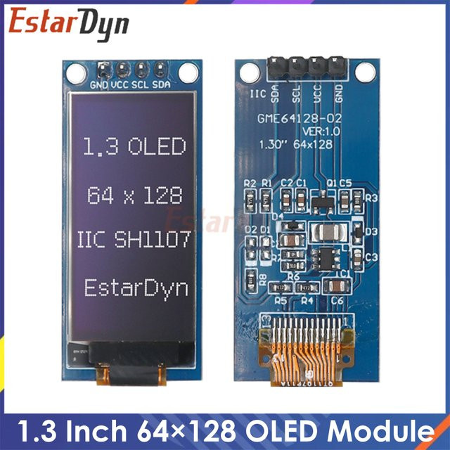 Estardyn OLED-Display SH1107 1,3 Zoll Weiß mit I2C-Schnittstelle für ESP32 ESP8266 und Raspberry Pi - Bild 1