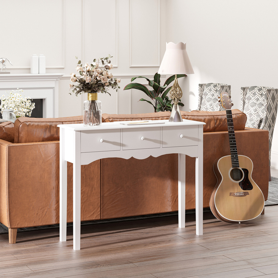 HOMCOM Konsolentisch mit Schubladen in Weiß, moderner Beistelltisch und Dekotisch aus MDF, B/T/H: 100 x 32 x 85 cm - Bild 2