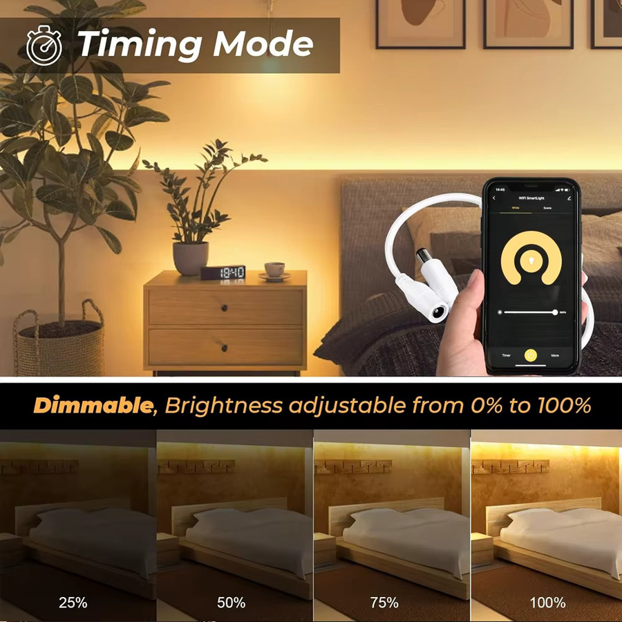 CENFAYA WLAN LED-Dimmer für einfarbige LED-Streifen mit Tuya Smart Life App und Sprachsteuerung via Alexa und Google Home Assistant, DC 5V 12V 24V, Weiß - Bild 2