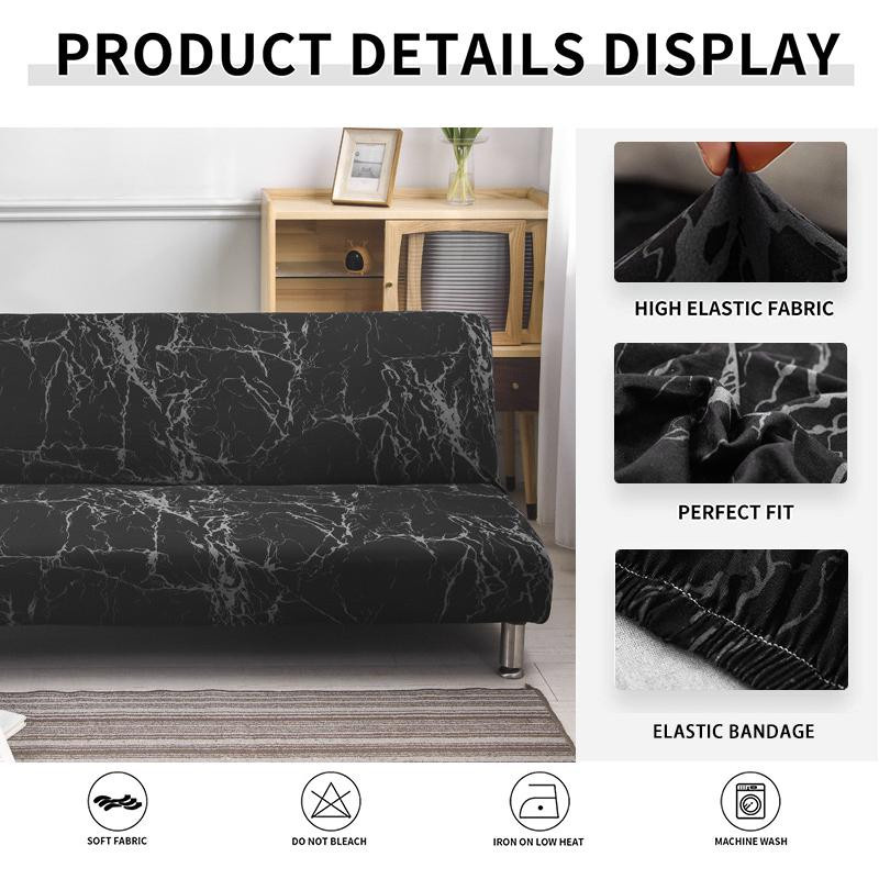 Yiran bedruckter Futonbezug mit geometrischem Design in Schwarz, elastischer Stretch-Sofabezug aus Polyester für Wohnzimmer und Schlafzimmer, Breite: 120 cm - Bild 1