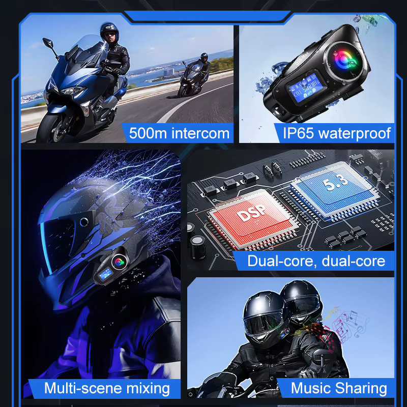 XINOWY Q58 Max Bluetooth-Gegensprechanlage für Motorradhelme, wasserdicht nach IP65, Schwarz - Bild 2