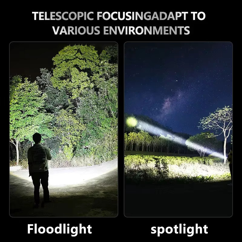 VASTFIRE Taktische LED-Taschenlampe mit Feueranzünder-Funktion und Laserpointer, 5000 Lumen, Schwarz, Wiederaufladbar - Bild 3