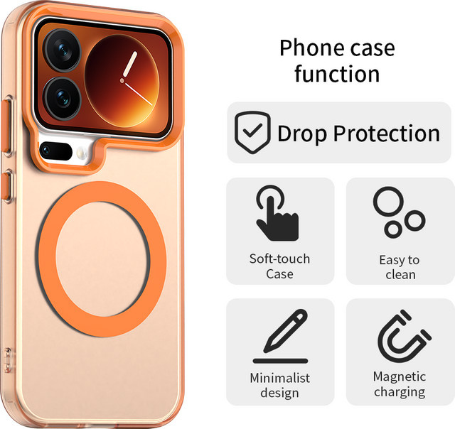Xiaomi 17 Pro Max und 17 Pro Schutzhülle mit MagSafe Magnetisch Matt in Orange - Bild 1