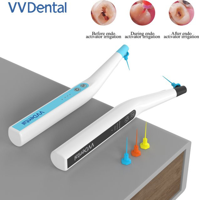VV DENTAL Oral LED Sonic Irrigator Endo File Activator zur Wurzelkanalbehandlung in Weiß mit 60 Spitzen - Bild 1