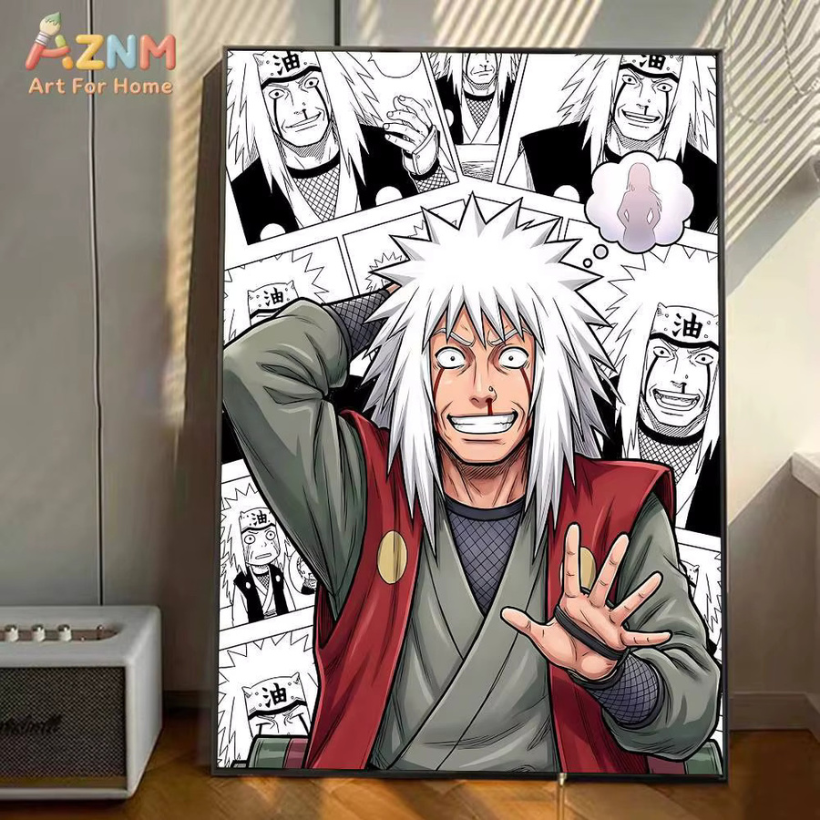 AZNM Naruto Anime-Leinwandgemälde Jiraiya Toad Sage und Gamabunta Wandkunst ohne Rahmen in Mehrfarbig - Bild 5