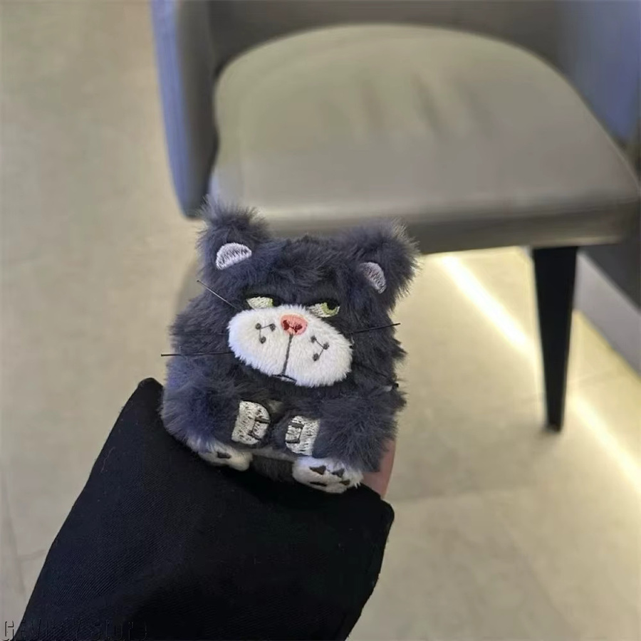GEVBAY Plüsch Kopfhörerhülle Graue Katze im Anime-Design für AirPods Pro 2, AirPods 1/2/3 und AirPods Pro - Bild 2