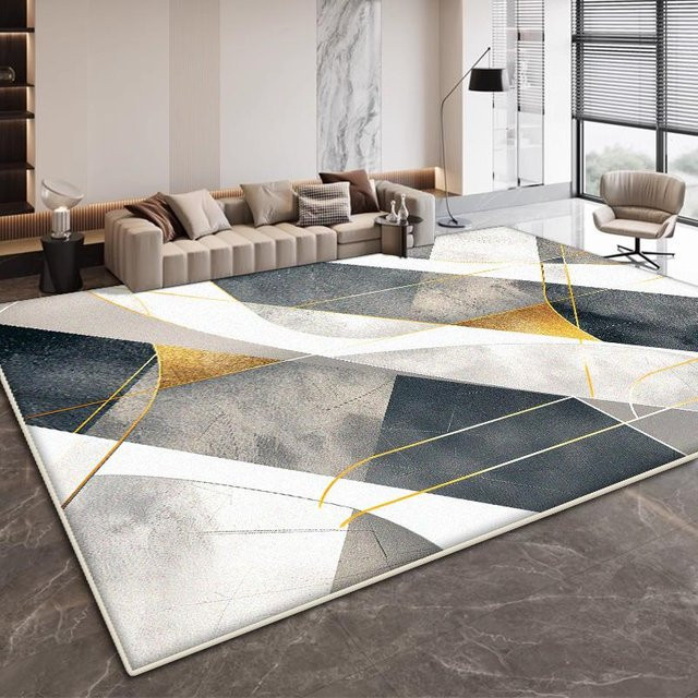 Wucifang Jewelry Moderner Teppich mit geometrischem Design, rutschfest und waschbar, Mehrfarbig, B/T: 90 x 60 cm - Bild 1