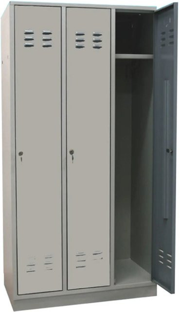PROREGAL Garderobenschrank Ermine mit 3 Türen in Lichtgrau, H x B x T: 177,5 x 89 x 50 cm - Bild 1