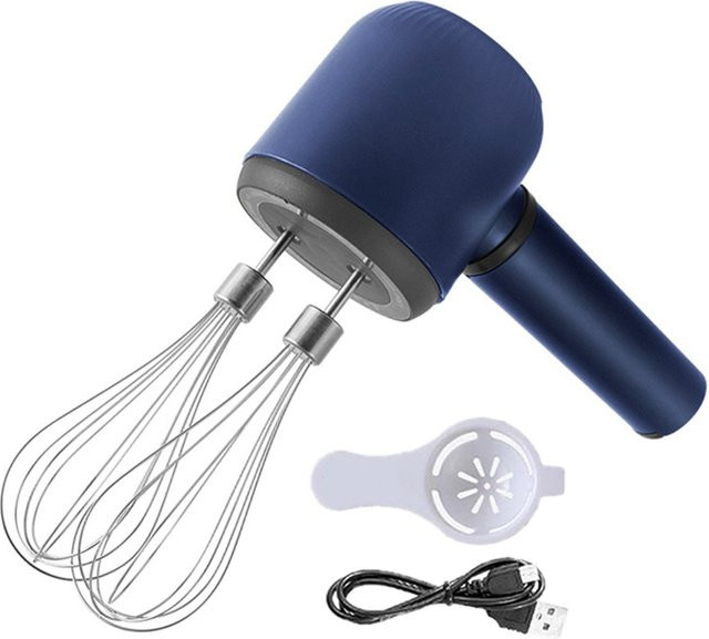 Sokany Akku-Handmixer Twin-Stick in Blau, USB wiederaufladbarer elektrischer Schneebesen mit 3 Gängen zum Backen - Bild 1