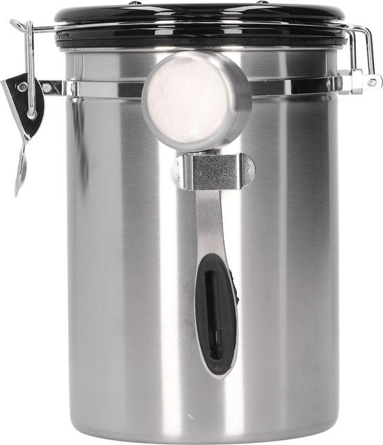 CosyHome Kaffeebohnenbehälter mit Entlüftungsventil und silbernem Löffel, Grau, Edelstahl - Bild 1