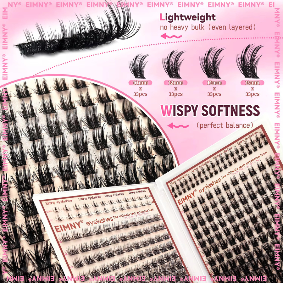 EIMNY Falsche-Wimpern-Set mit Wimpernkleber, Pinzette & Bürsten - Bild 5