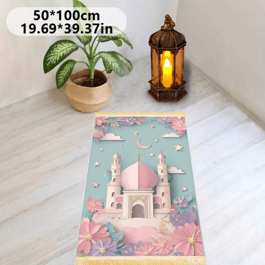 VIKAMA Gebetsteppich aus Polyester in Multicolour, tragbare islamische Salah-Matte im orientalischen Design für unterwegs und zu Hause - Bild 2