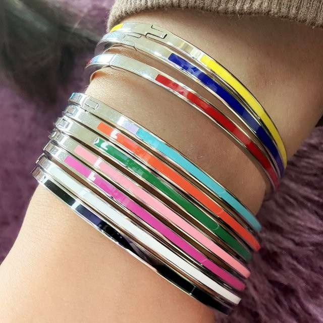 Zalman Armband, Emaille Kreis, Silber, Edelstahl, Damen - Bild 1