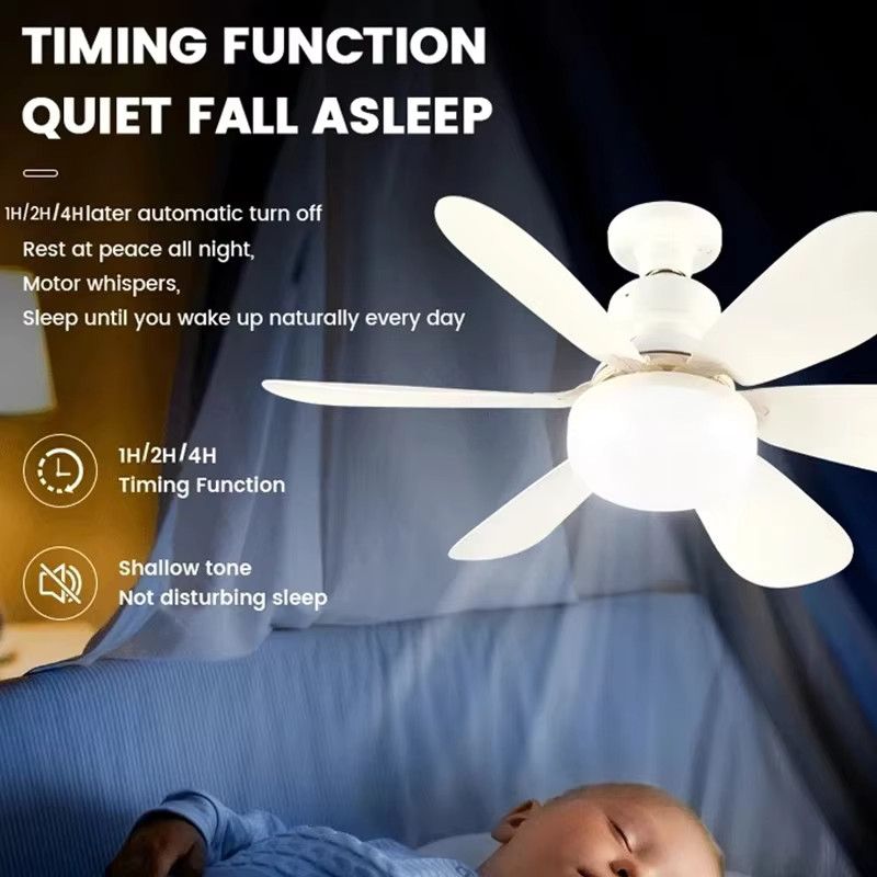 LINYILIGHT 2-in-1 Deckenventilator mit dimmbarer Beleuchtung und Fernbedienung, E27, Weiß - Bild 4