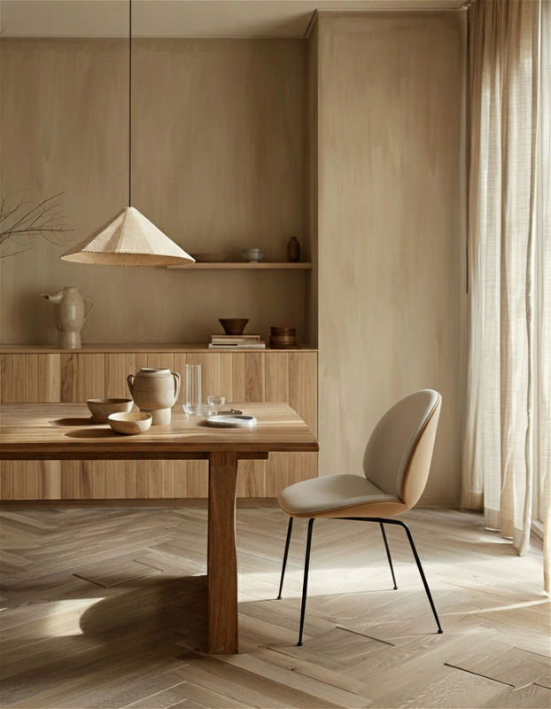 Gubi Beetle Dining Chair mit Vollpolsterung und Conic Base in Beige - Bild 2