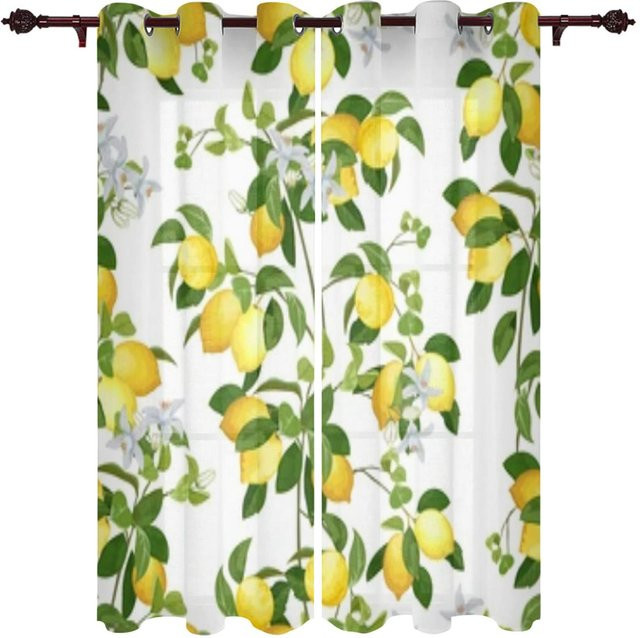Binchi Outdoor Equipment Vorhänge mit Grapefruit und Zitrone Aquarellmalerei, Mehrfarbig, Breite: 135 cm, Höhe: 60 cm - Bild 1