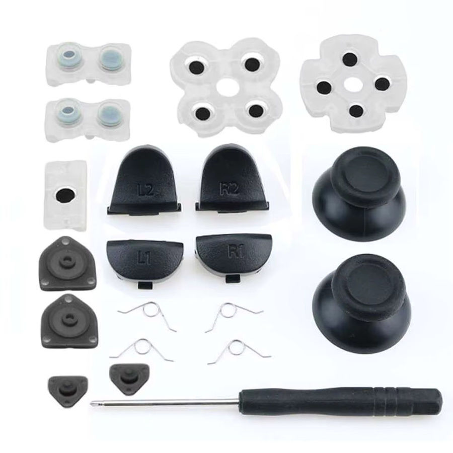 JCD Reparatur-Kit für PS4 JDM-001/011 Controller mit L1 R1 L2 R2 Trigger Tasten, 3D Analog Sticks, leitfähigen Gummis und Schraubendreher - Bild 2
