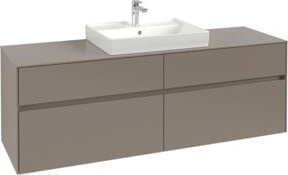 Villeroy & Boch Waschtischunterschrank Collaro in Anthrazit Grau Matt mit mittigem Waschtisch, Wandmontage, B/H/T: 160 x 50 x 54,8 cm - Bild 1