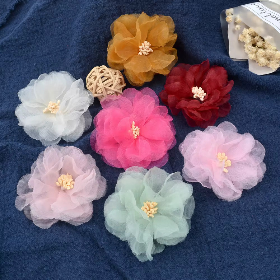 MENGHAO 5er Set Künstliche Chiffon Rosen in Pink für DIY Handwerk und Hochzeitsdekoration - Bild 2