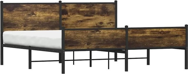 vidaXL Metallbett in Räuchereiche ohne Matratze, B/T/H: 187 x 91,5 x 187 cm - Bild 1