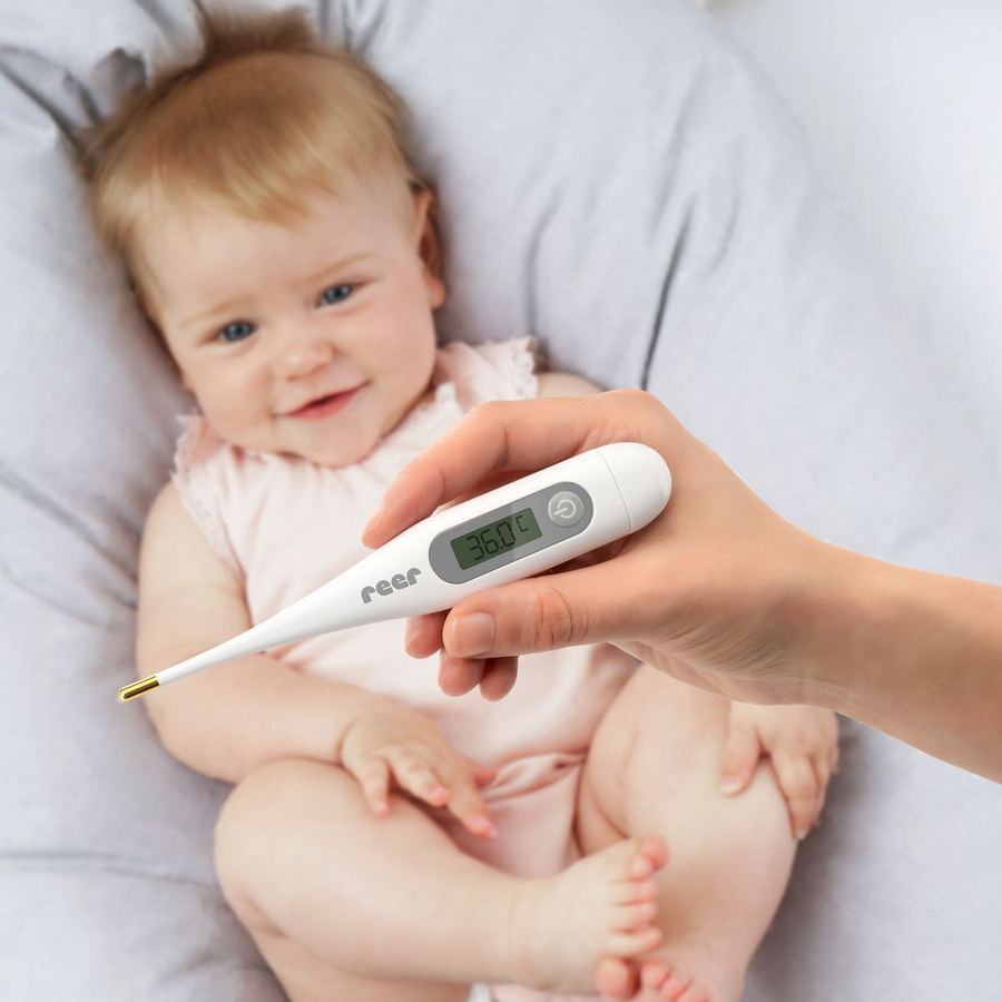 Reer Digitales Fieberthermometer ClassicTemp in Weiß, Grau und Gold, dermatologisch getestet - Bild 2