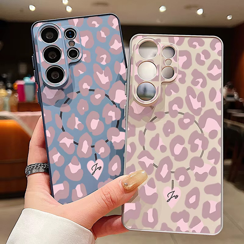 Magnetische Handyhülle mit Leopardenmuster in Rosa für Samsung Galaxy S25 S26 Ultra S24 S23 FE A17 A56 A37 A16 A55 A15 A36 A55 5G Cover - Bild 1