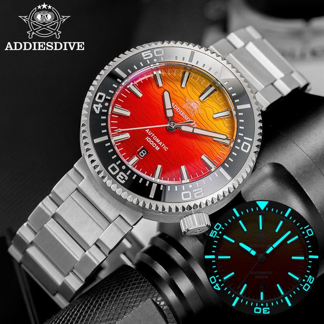 ADDIESDIVE Armbanduhr Automatik, Edelstahl, Saphirglas, Blau, Herren - Bild 1