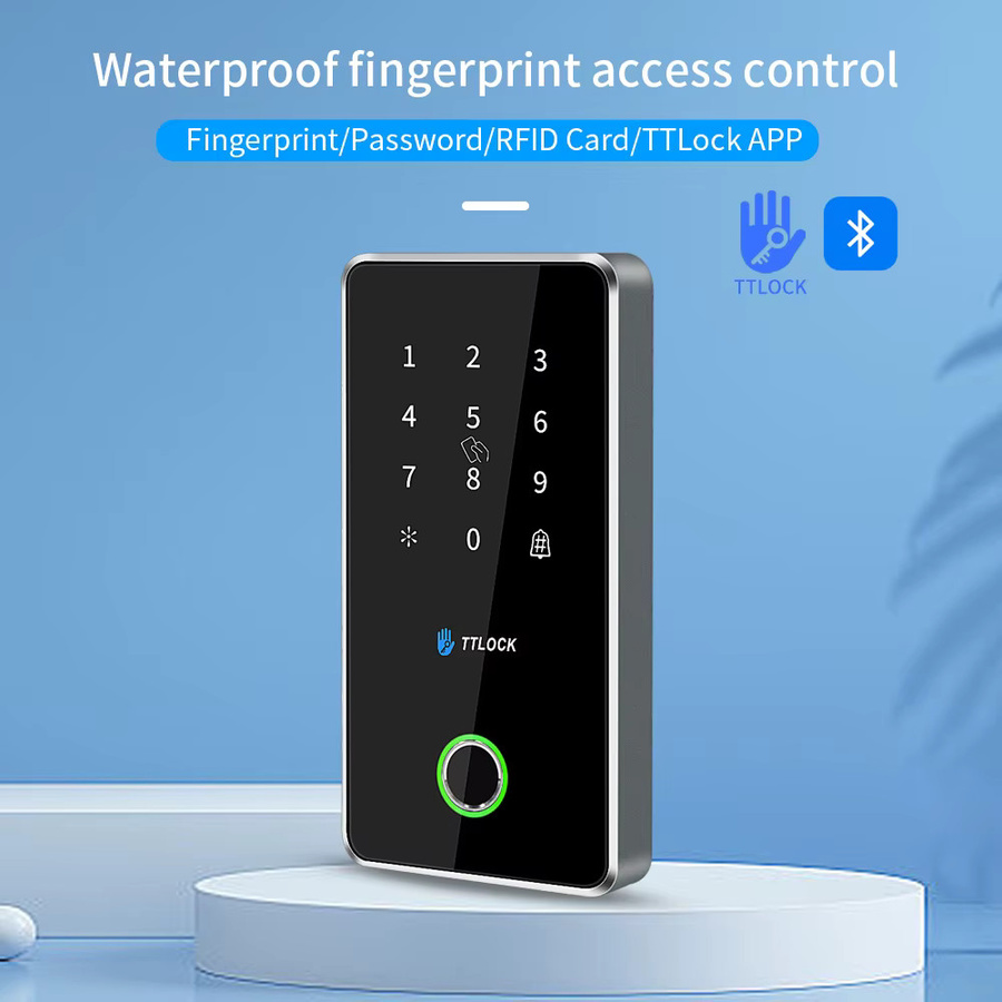 LUCKING DOOR Smart Lock TTLOCK App Zugangskontrolle mit Fingerabdruck, NFC, Bluetooth, RFID und Tastatur, IP67 wasserdicht, Metall, Silber/Schwarz - Bild 2