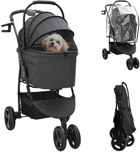 vidaXL Faltbarer Haustierwagen Schwarz aus Polyester und Stahl B/T/H: 78 x 54 x 101 cm - Bild 1