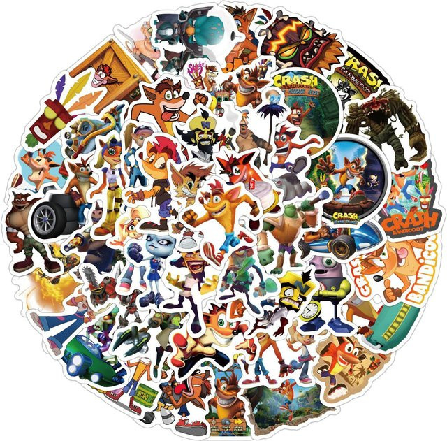 60 Crash Bandicoot Spielaufkleber als dekorative wasserfeste Aufkleber in Multicolour - Bild 1