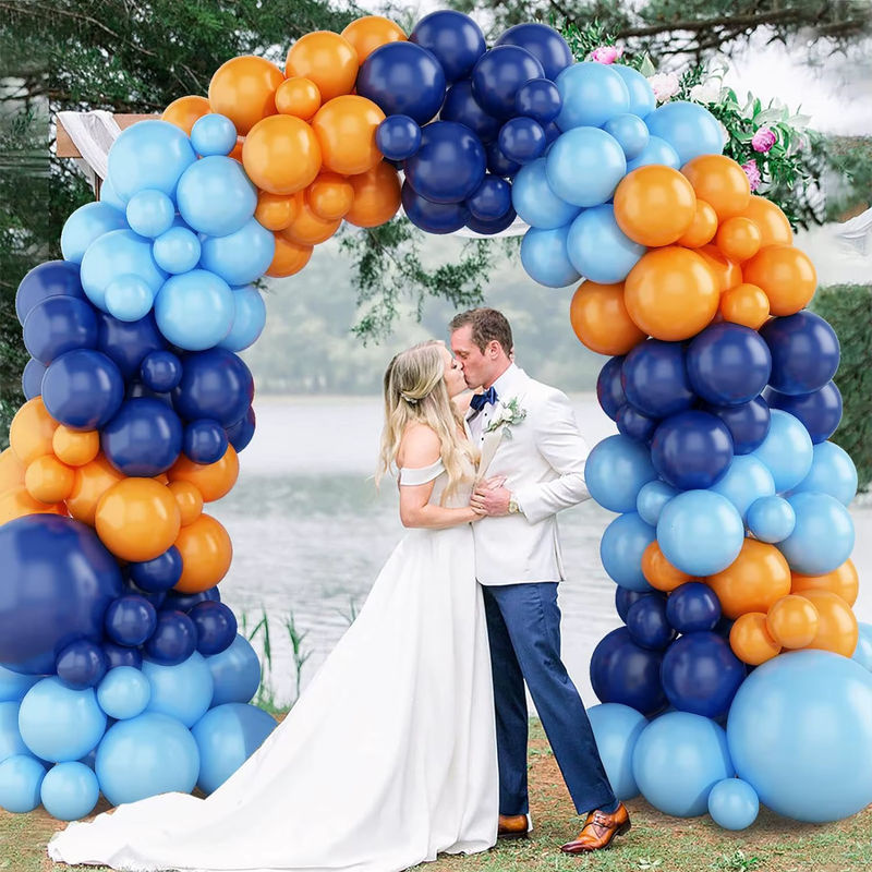 114-teiliges Latex-Ballonbogen-Set in Blau und Orange für Geburtstag und Hochzeit - Bild 6