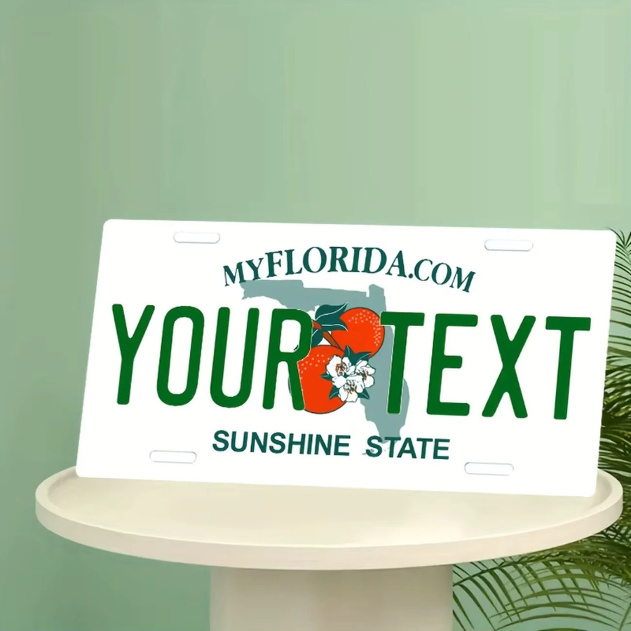 Personalisierbares Retro-Florida-Nummernschild aus Aluminium von Hello Young in Weiß zur Wandmontage - Bild 2