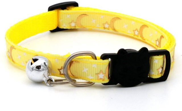 Halsband Goldprägung Mond Stern Katze Hund, Reflektierend, 1,0 cm - Bild 1